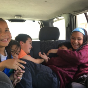 We drove around with a few of Richard's cousin's kids and our kids were thrilled to hang out with them
